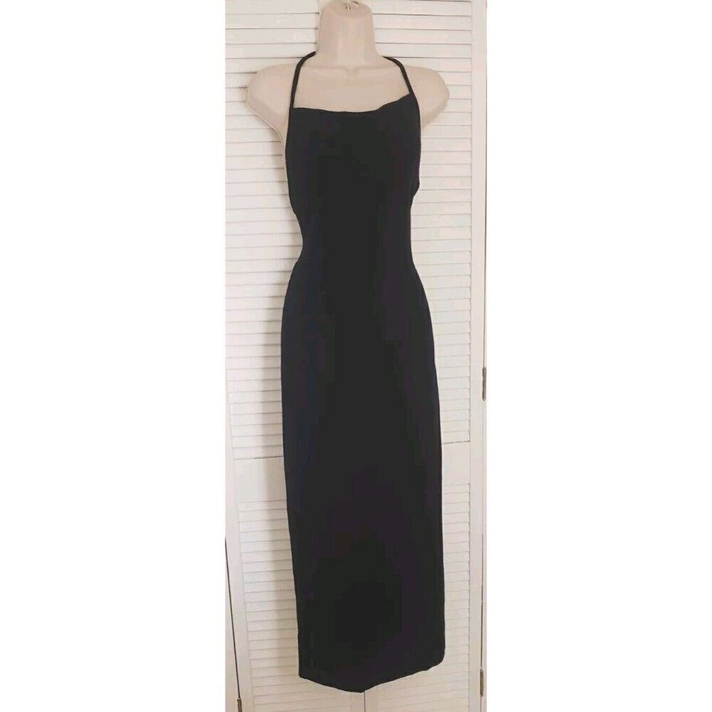 NEW FREE PEOPLE BEACH RIBBED BLACK STRAPPY OPEN BACK DRESS MEDIUM